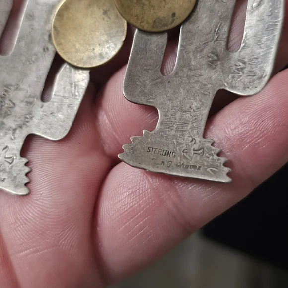 Sterling Silver Cactus Pierced Earrings - Picture 6 of 11